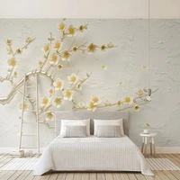 custom 3d relief mural wallpaper lemon yellow 3d three dimensional flowers wall papers home decor living room bedroom wall cover