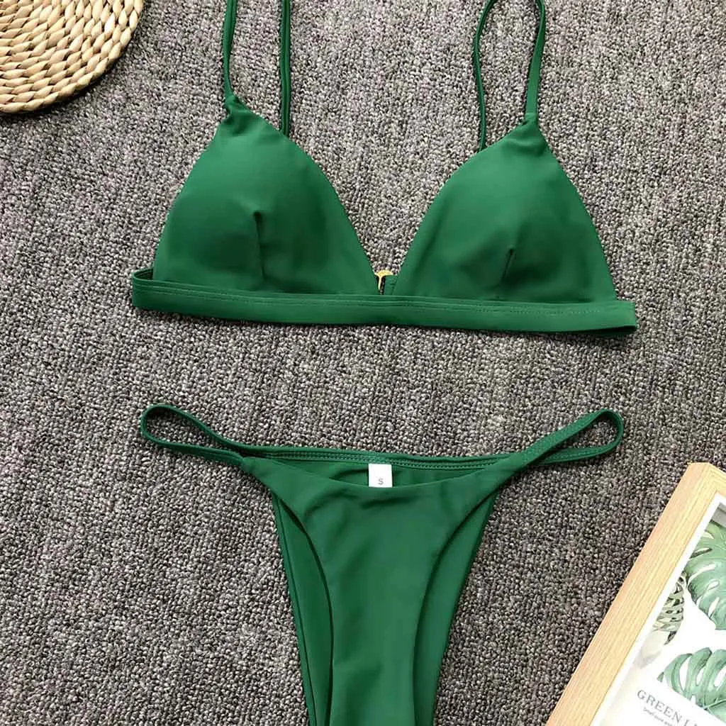 

Brazilian Micro Bikinis 2020 Mujer Sexy String Swimsuit Female Bikini Set Solid High Leg Cut Swimwear Women Mini Bathing Suit