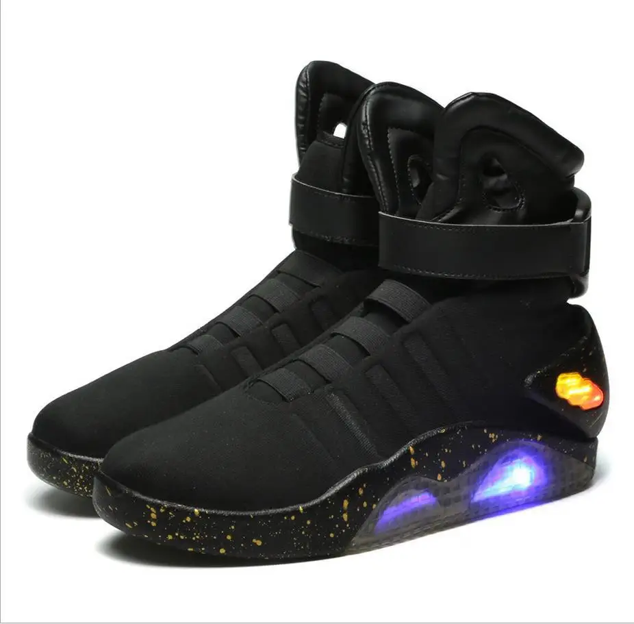 Usb Charging Led Luminous Shoes Men Fashion Light Up Casual Men Back To The Future Glowing Sneaker