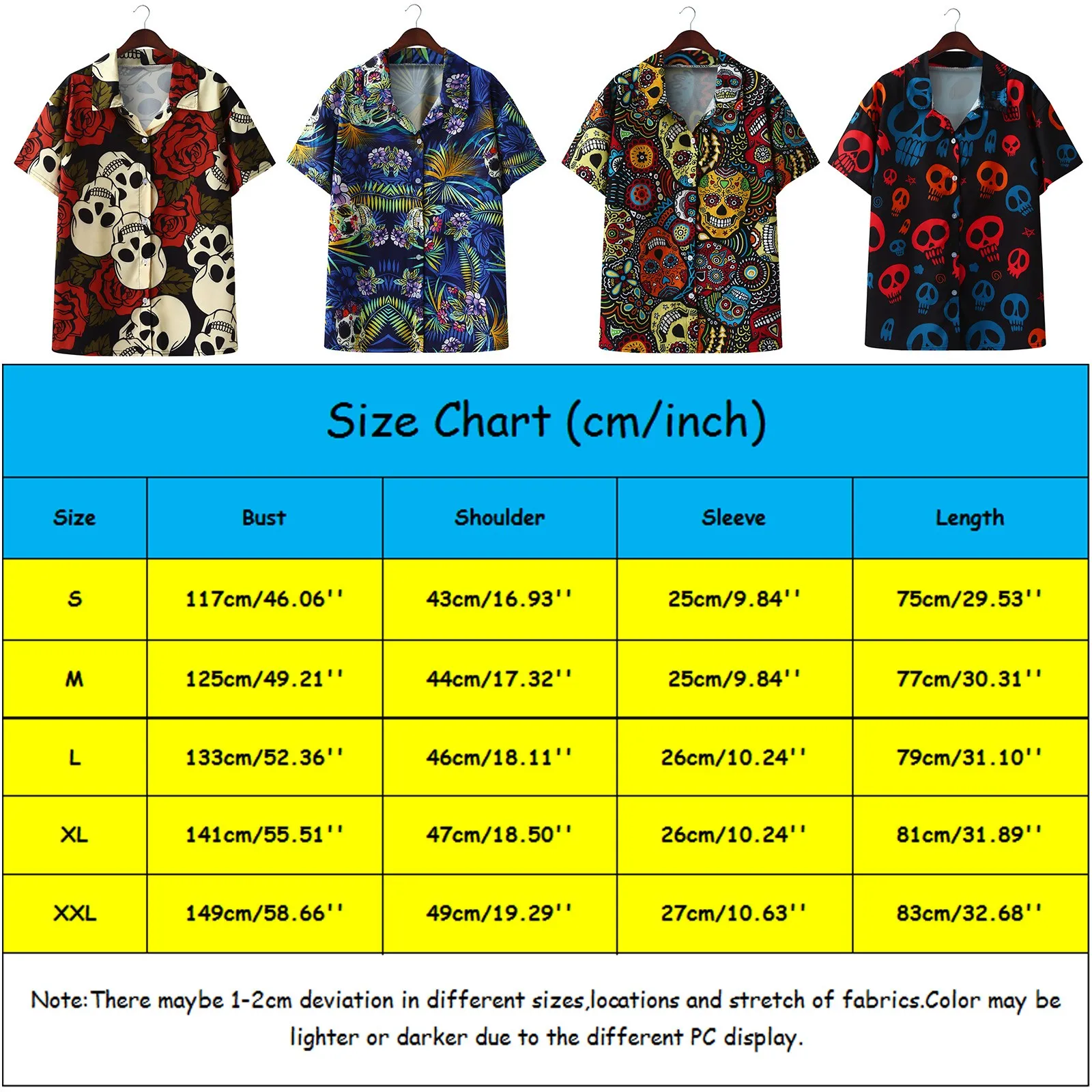 

2021 Summer Fashion Men And Women Short Sleeve Turndown Collar Shirt Skeleton Printed Beach Shirt Tops Blouse Unisex Clothes A26