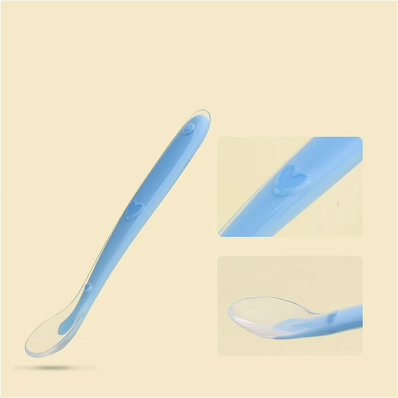 

1PCS Utensils Hot Sale Baby Soft Silicone Spoon Candy Color Temperature Sensing Spoon Children Food Baby Feeding Tools