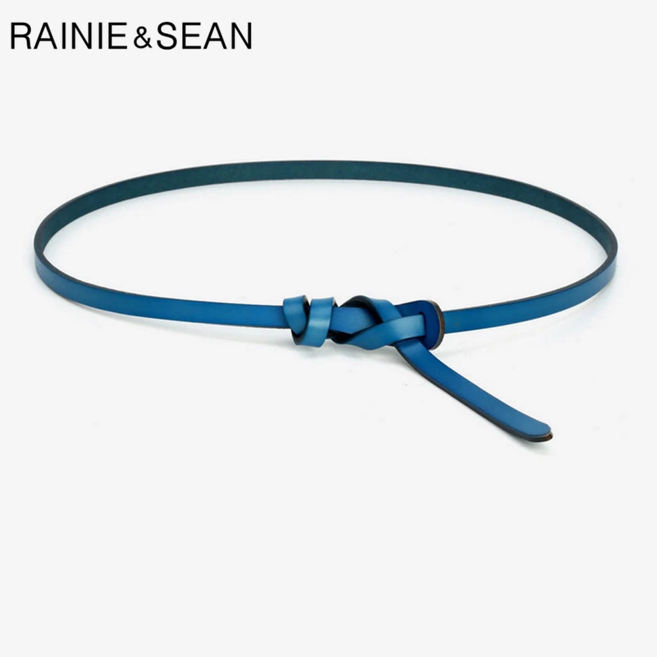 Тонкие белые ремни RAINIE SEAN женские с узлом для платья натуральная кожа