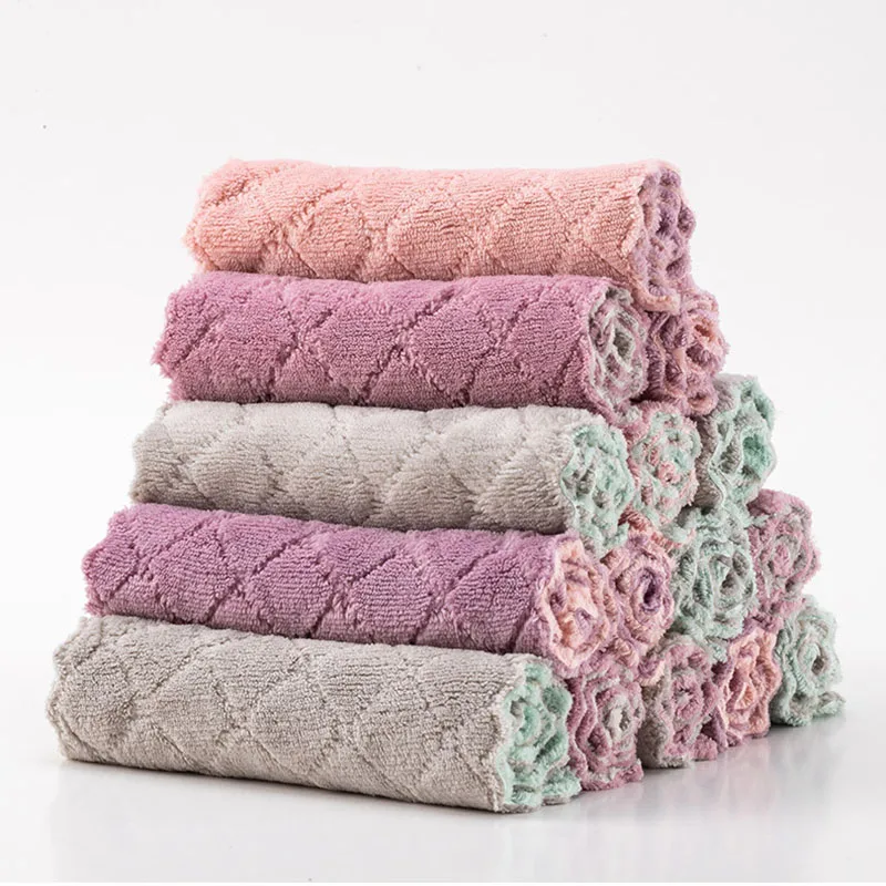 

10/20pcs Microfiber Cleaning Rags Super Absorbent Household Dish Towel Kitchen Oil and Dust Wipe Clean Cloth