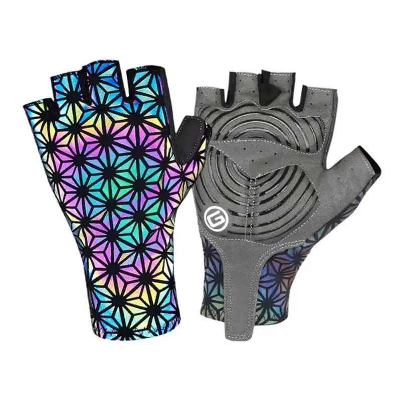 

Велосипедные перчатки с открытыми пальцами, гелевые подкладки, светоотражающие противоударные дышащие велосипедные перчатки, искусственн...