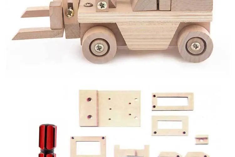 Детский деревянный тоннель блоки автомобиля/diy части Автопогрузчик Танк самолет с дрелью мальчик обучающая игрушка