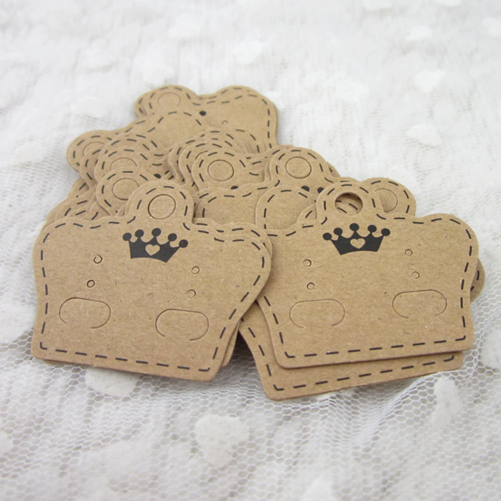 

100pcs/lot Handmade Retro Portable Earring Display DIY Small Storage Accessory Paper Jewelry Packing Card