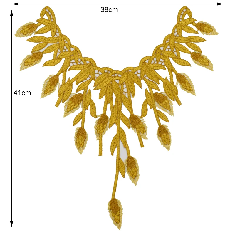 1 шт. украшенный желтыми перьями вышивка большой кружевной воротник тканевый DIY
