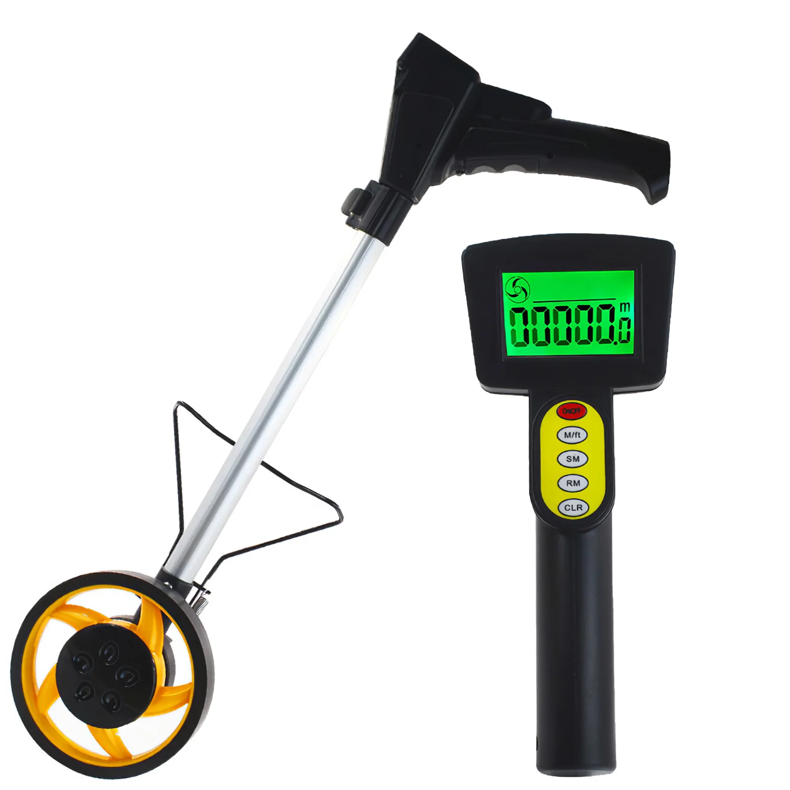 

Portable Digital Distance Measuring Wheel Long Distance 0-9999.9m Feet Meter Handheld Telescopic Mechanical Range Finder Outdoor