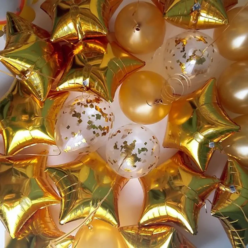 

1set Baby Shower Birthday Party Number Star Chrome Balloons Decor Kids Crown Balloon Wedding Anniversary Background Decorations