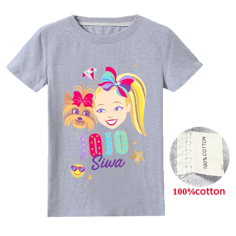 JOJO SIWA/Летняя одежда модная футболка хлопковые топы для девочек детские рубашки с