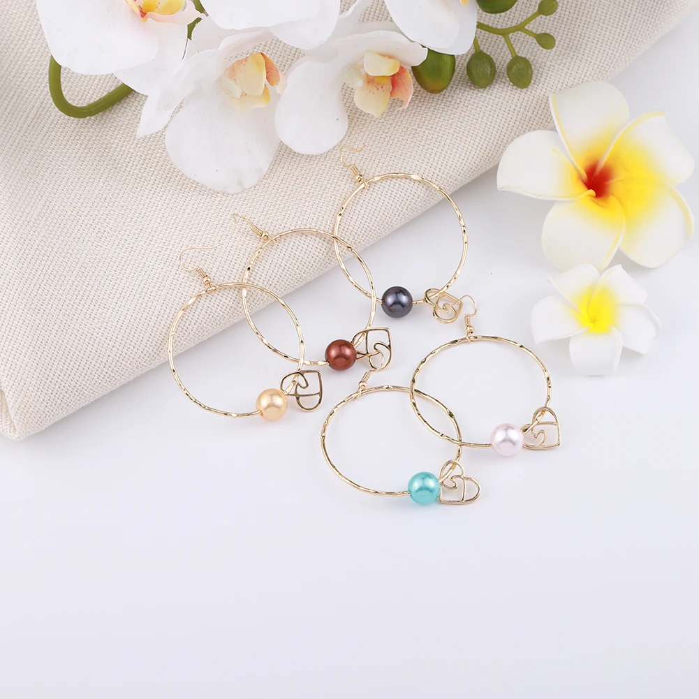 Cring Coco Oversize Round Drop Earrings Fashion Hawaiian Holiday Colorful Pearl Newest Design Geometric Heart Earring for Women | Украшения