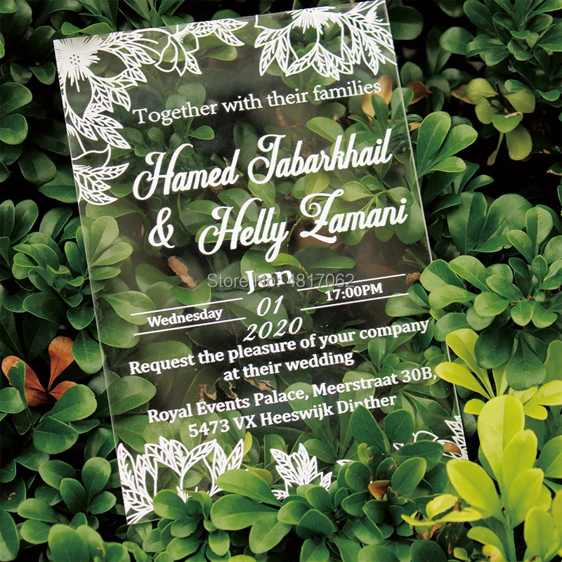 Прозрачные хрустальные акриловые приглашения свадебные принадлежности