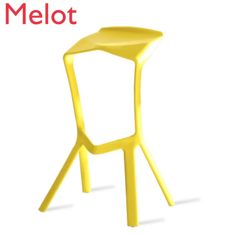 

Multicolor Simple Plastic High Bar Stool Personality Fashion Plastic Bar Chair Cafe Nordic Bar Stool Geometry Folding Bar Chair