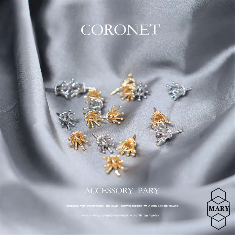 

14K copper encased gold crown pendant holder Handmade DIY jewelry accessories Pearl tray necklace pendant jewelry material