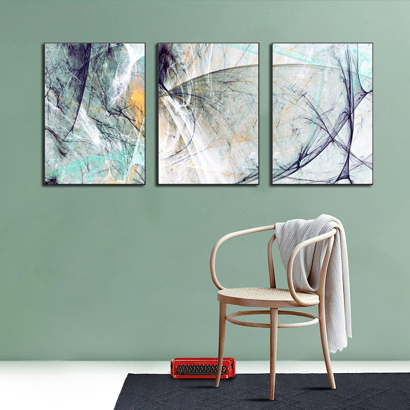 Абстрактная Картина на холсте в скандинавском стиле синего и серого цвета Постер