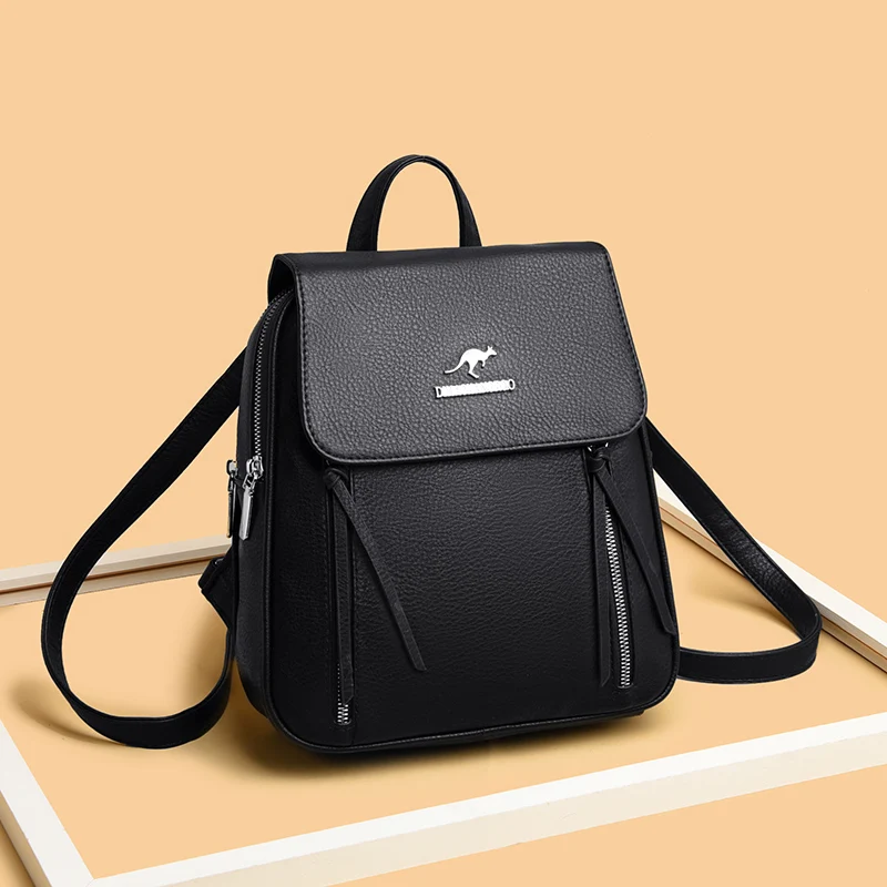 

2021 New Women Backpack Luxury Soft Leather Back Bags Hot Sale Large Capacity Knapsack Fashion Casual All-match Ladies Rucksack