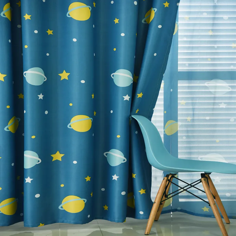 

MILING Printed Planet Blackout Curtain For Living Room Kids Room Bedroom Window Treatment Blinds Home Tulle Curtain
