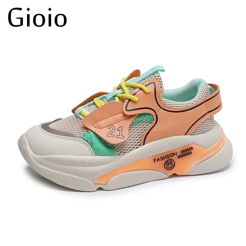 

Gioio sports casual shoe Dazzle color breathable fashion trend thick sole Running luminous Sneakers Women Colored Female Shoes