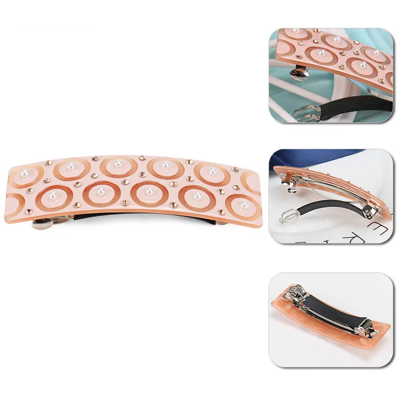 

New Hiar Barrettes High-quality Cellulose Acetate Hair Barrette Clips with Rhinestones Pearls Hair Barrette for Women