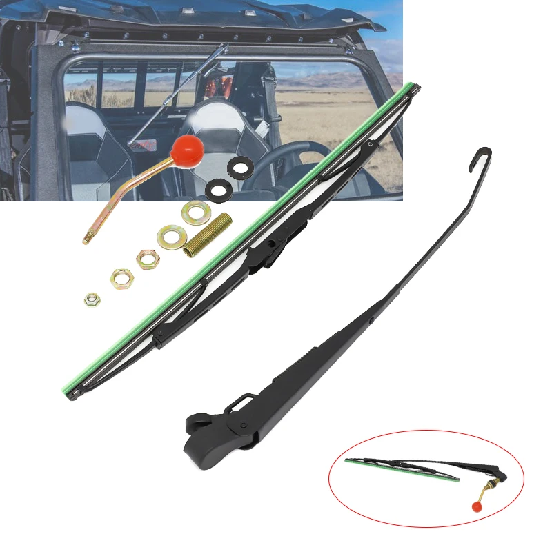 UTV ATV Manual Hand Windshield Wiper Blade For Polaris Ranger RZR 900 1000 For Can Am Maverick X3 Commander For Honda Windscreen