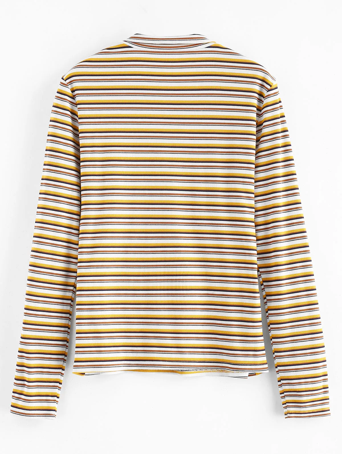 ZAFUL Женский вязаный Топ в полоску с высоким воротником на молнии длинным рукавом