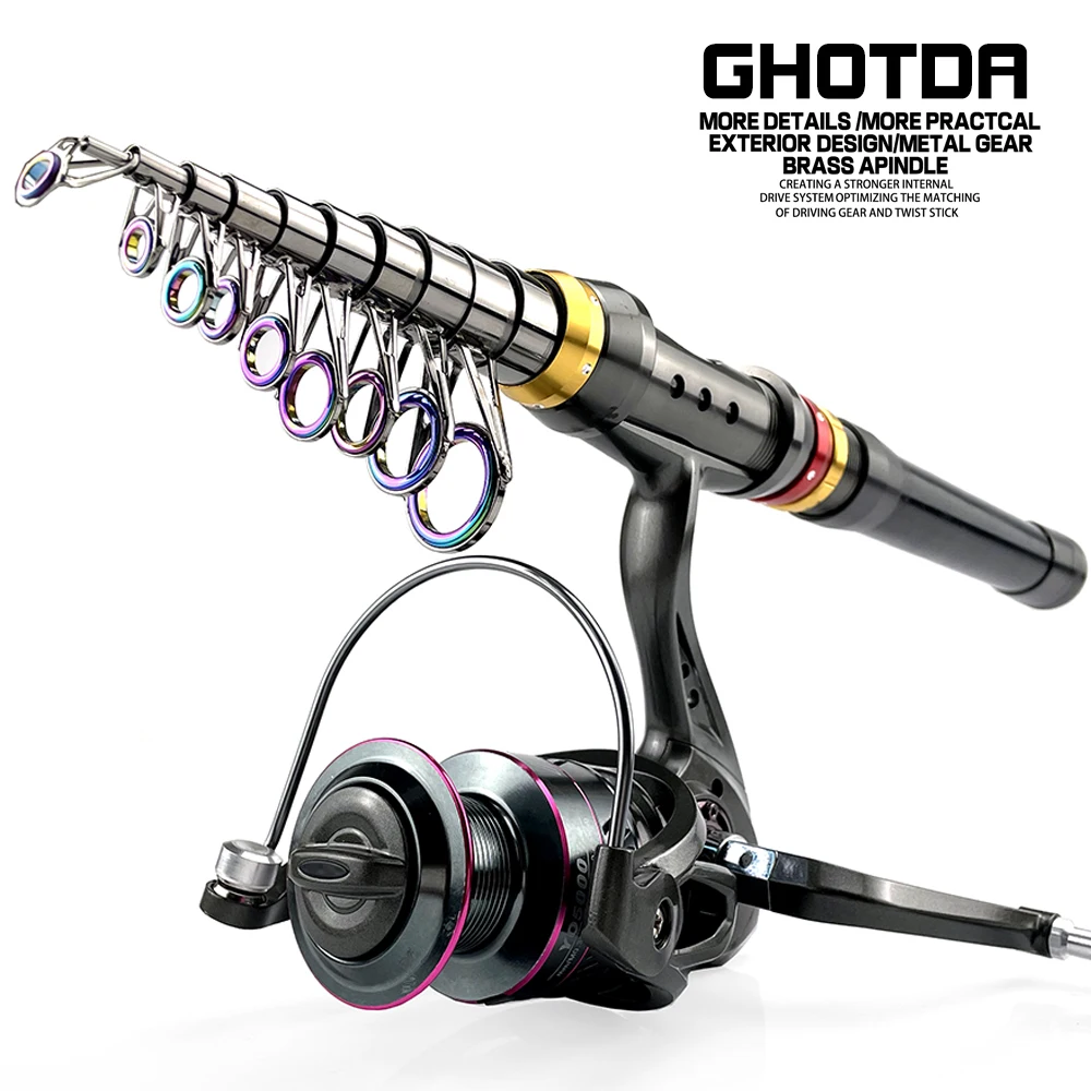 Ghotda Superhard Telescoping Carbon Rod and Reel Set 1.8-3.6