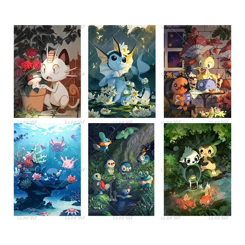 

Pokemon Pikachu Wall Art Oil Flowers Canvas Painting Poster Prints Nursery Kids Bedroom Pictures Dorm Decor Gift Cuadros