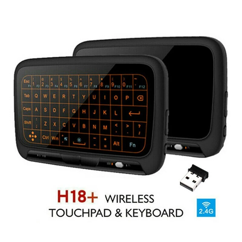

Беспроводная клавиатура H18 + Air Mouse, полноэкранная клавиатура 2,4G с сенсорной панелью и подсветкой для ПК, ноутбука, Android TV