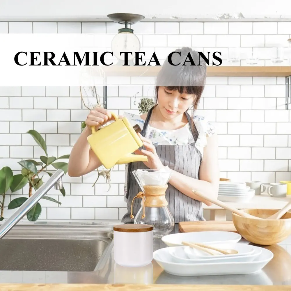 

2pcs Ceramic Tea Sealed Jar Premium Tea Containing Bottle Coffee Jar with Lid