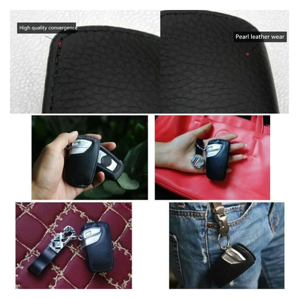 

leather car key cover keychain case for BMW 2 3 5 Series X3 Scratchproof Leather Car Key Case Remote holder accessories