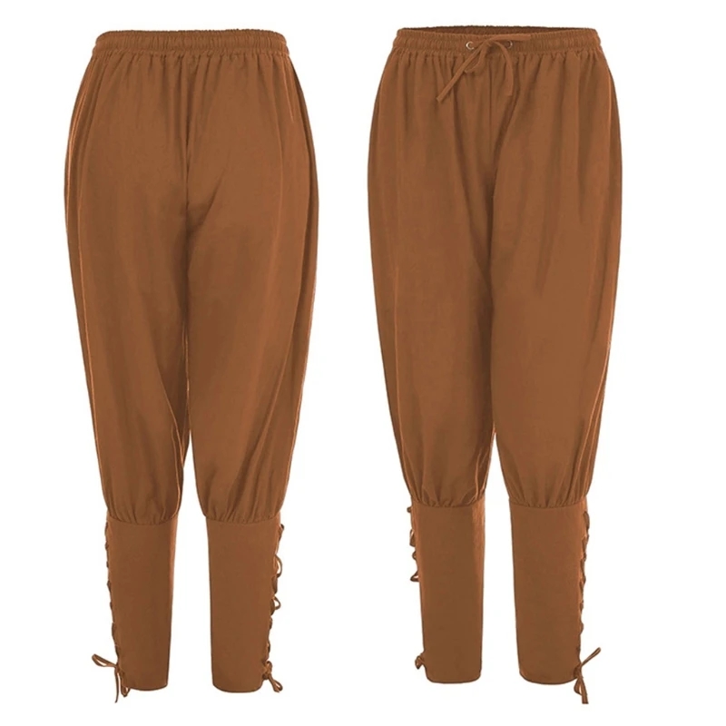 

Mens Medieval Renaissance Ankle Pants Pirate Cosplay Costume Banded Trousers 23GE