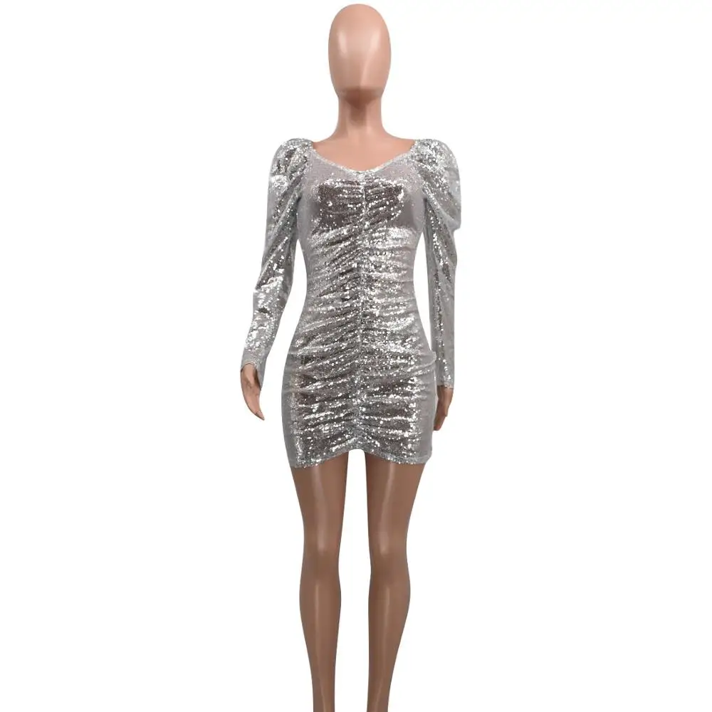 Adogirl Сексуальное Серебряное блестящее лоскутное вечернее Клубное облегающее