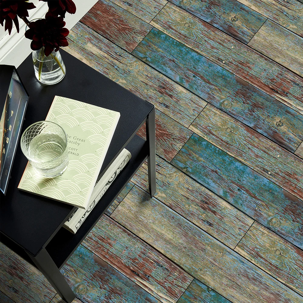 

Simulation wood grain wallpaper wallpaper Nordic color self-adhesive waterproof cabinet stickers creative all-match kitchen anti