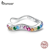 bamoer gxe894 1pc rainbow silver ear clip for women 925 sterling silver punk jewelry earrings female and male gift jewelry