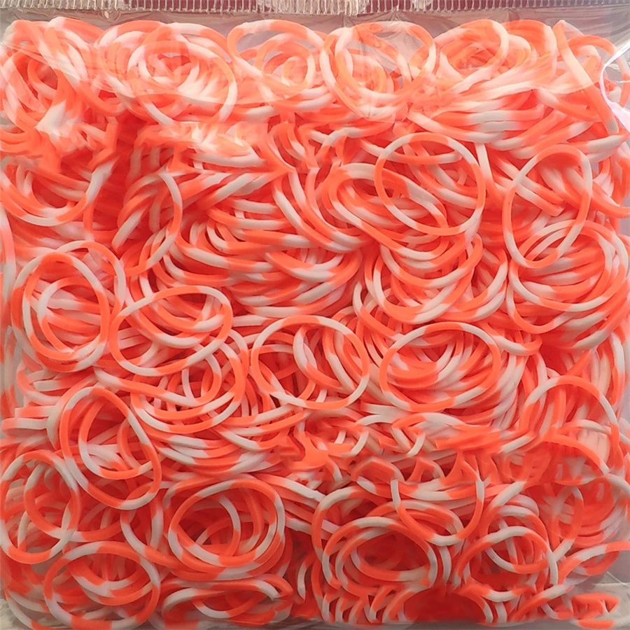 Orange-white 600 эластичные резиновые браслеты разных цветов, детские домашние браслеты для плетения, браслеты для женщин - Окраска металла: Orange-white