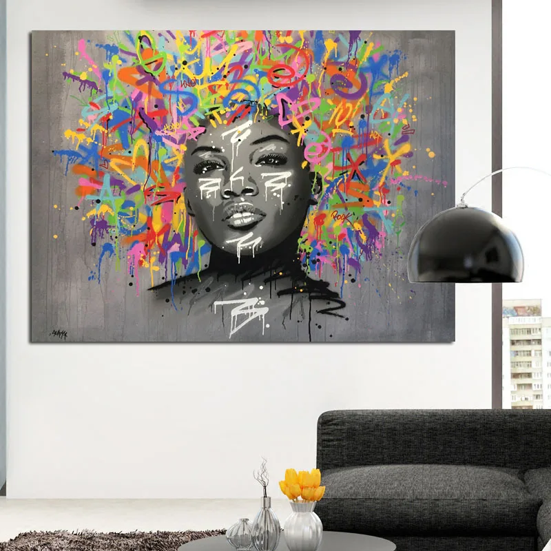 Граффити холст с печатью постера живопись для Гостиная Wall Art Красивая девушка