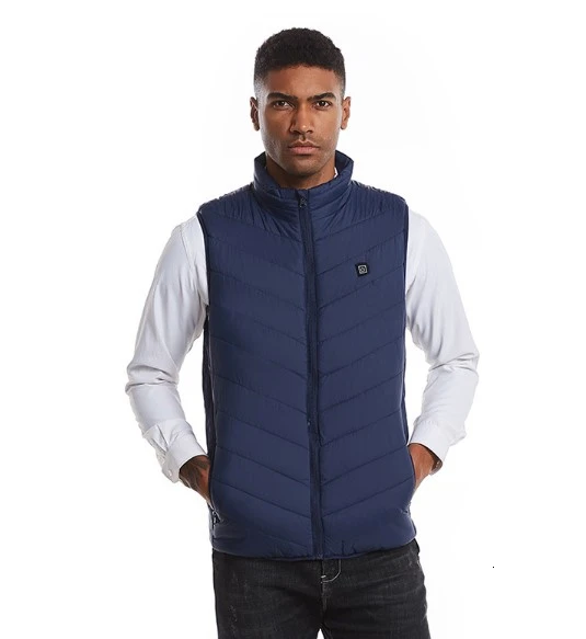 Blue vest Зимняя куртка с подогревом из USB волокна, большие размеры, для мужчин и женщин, для походов, альпинизма, туризма, термокуртка с капюшоном, водонепроницаемая ветровка - Цвет: Blue vest