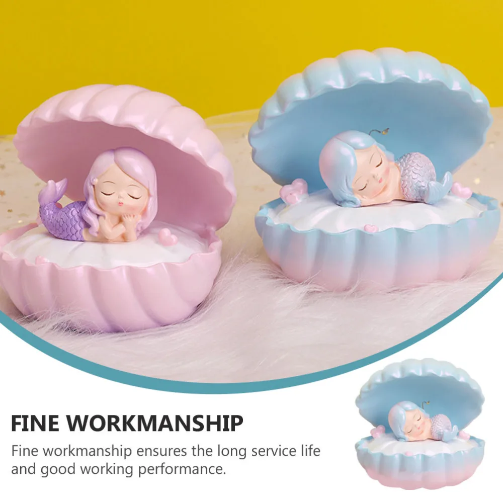 

1pc Resin Craft Mermaid Night Lamp Shell Mermaid Small Night Lamp Ornament