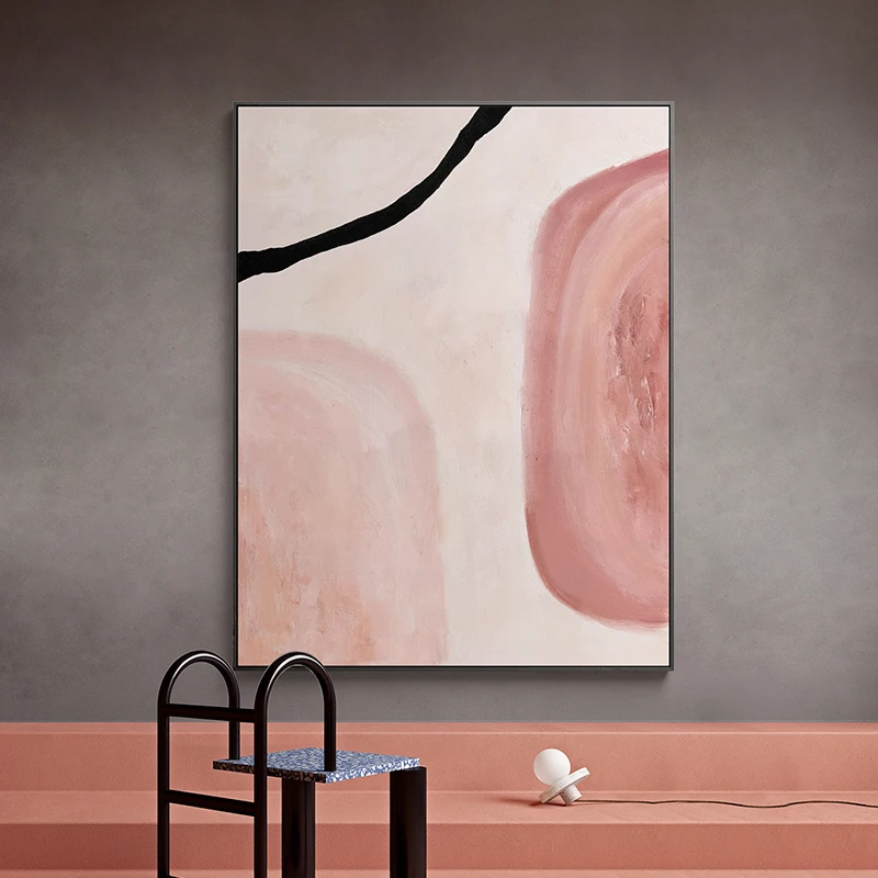 

Morandi Color Acrylic Abstract Painting Canvas Art Nude Pink Large Wall Art Normcore Minimalist Painting Living Room Decoration