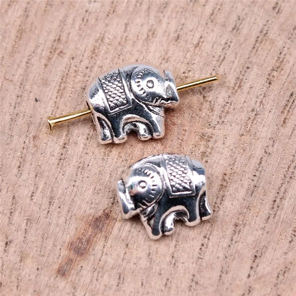 

Elephant Beads For Jewelry Making Findings Handmade DIY Craft 5pcs Antique Silver Color 11x10mm