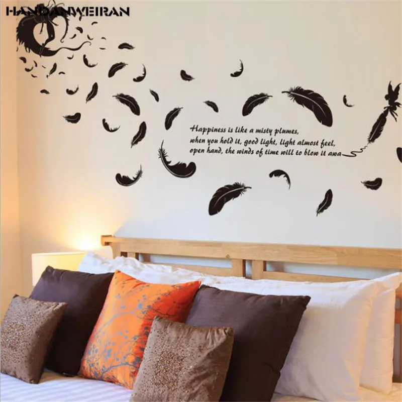 1 шт перо Наклейка на стену черный европейский стиль для гостиной украшение дома