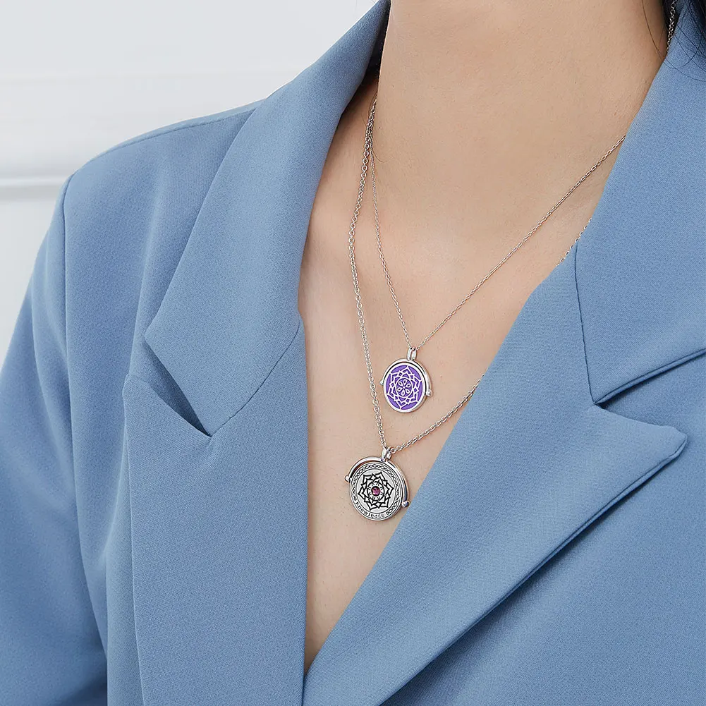 

ZEMIOR 925 Sterling Silver Pendant Necklace For Lovers The Chakras Round Austria Crystal Necklace Party Fine Jewelry 2021