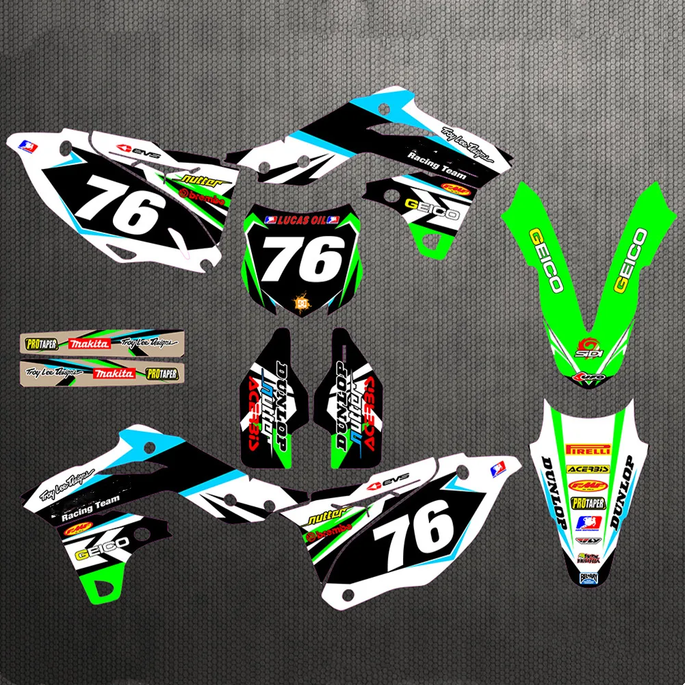 Мотоциклетные наклейки KXF 250 с бесплатными цифрами графические фоны для Kawasaki KX250F