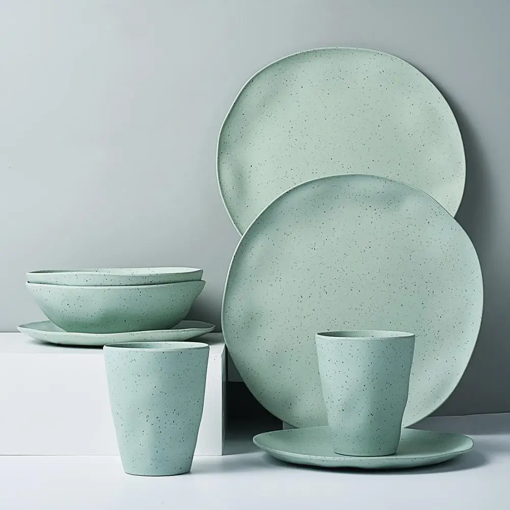 Европейская посуда 8 шт. для 2 человек набор бамбуковое волокно домашний комплект