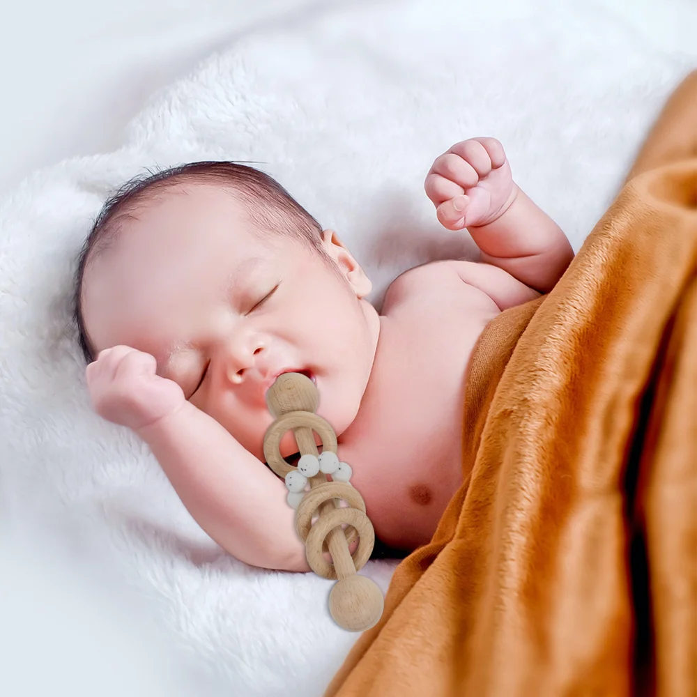 

Baby Rattle Toys Kids Rattle Plaything Wooden Hand Bell Educational