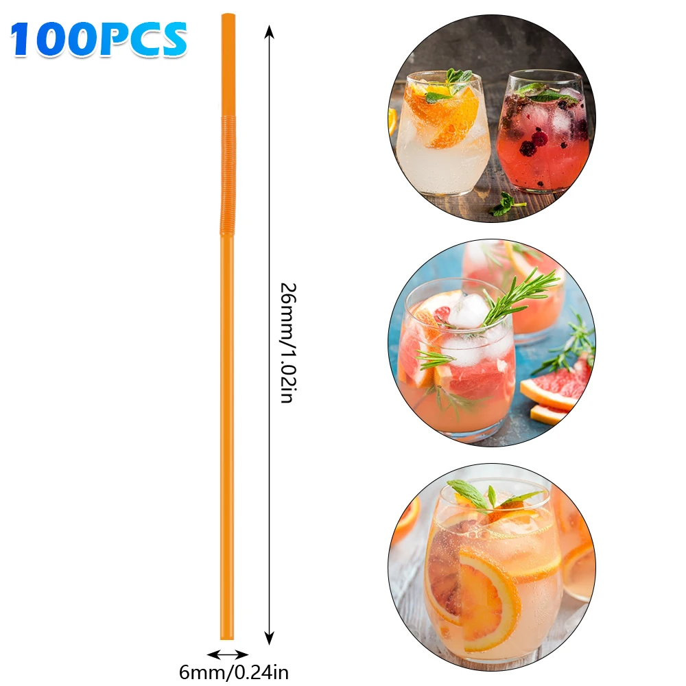 

100pcs Plastic Drinking Straws 8 Inches Long Multi Colored Rainbow Straw Multi-Colored Striped Bedable Disposable Straws Party