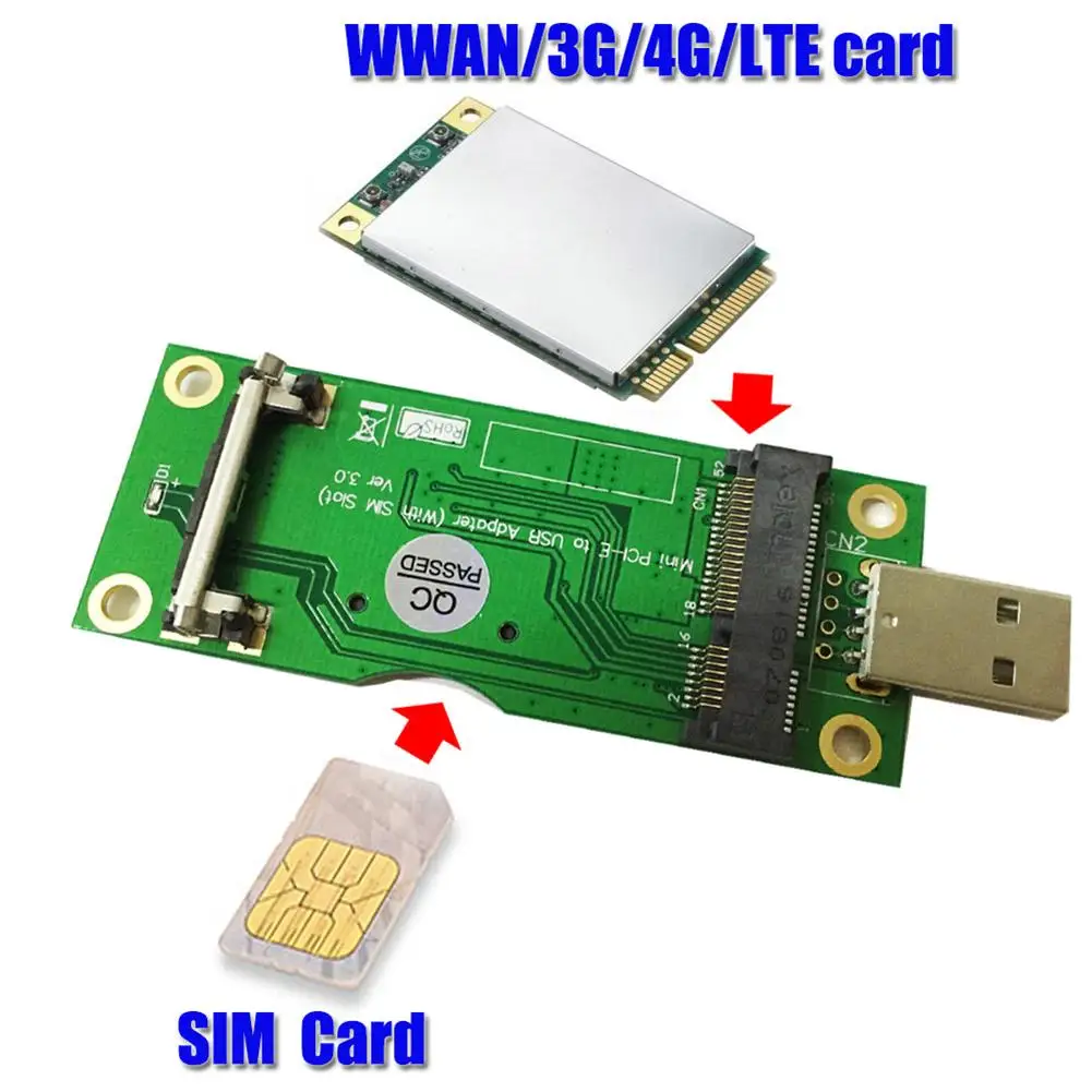 

Адаптер Mini PCI-E к USB со слотом для SIM-карты 8pin для модуля WWAN/LTE для майнинга биткоинов Litecoin для майнинга BTC