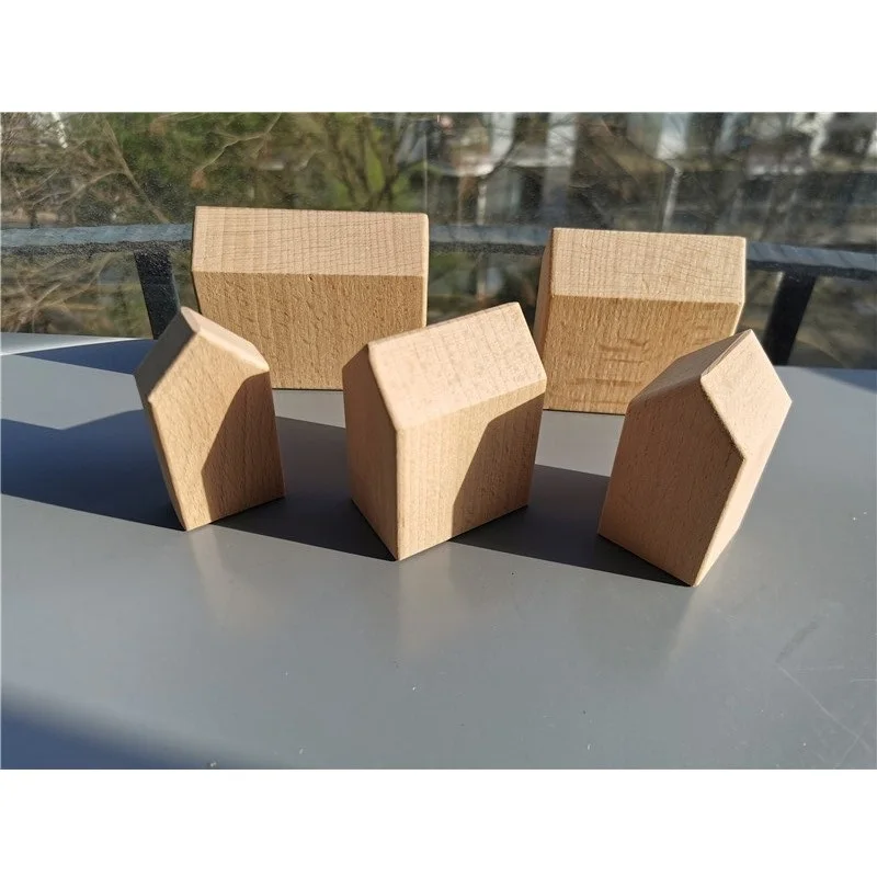 

Kids Wooden Toy Color Nordic Buiding Blocks Stacking Crochet House Forest Hedgechog Unpaint Wooden Trees Montessori Toy