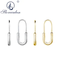 slovecabin authentic 925 sterling silver safety pin hoop earrings women paper clip earrings piercing fine jewelry supplies gift