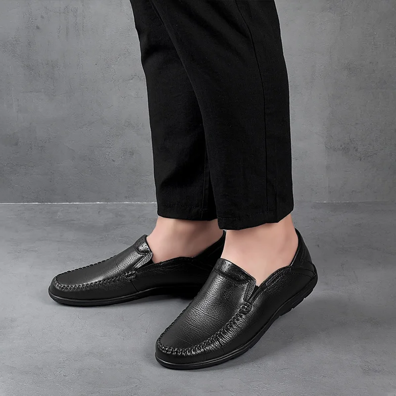 Men Casual Shoes outdoor Luxury Brand Genuine Leather Mens fashion Loafers Moccasins Comfy Breathable Slip on Driving Shoes a4